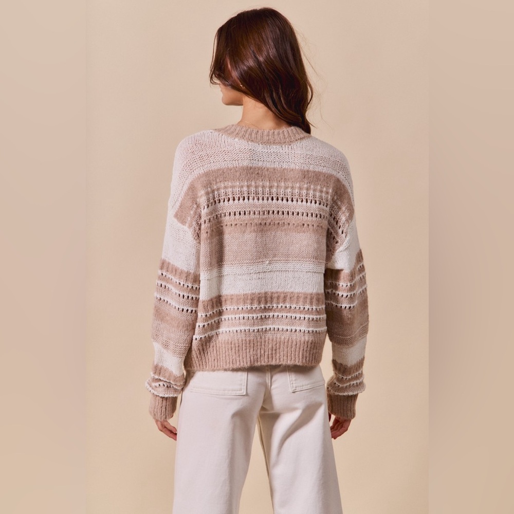 SO ME Variegated Stripe Textured Loose Fit Sweater - Picture 13 of 14